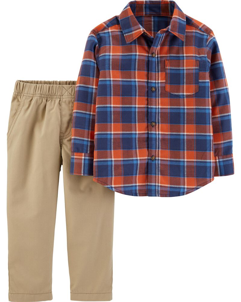 Sizes 3M 6M 9M 12M Carter/'s Baby Boys/' 2 Piece Long-Sleeve Navy Plaid Pant Set